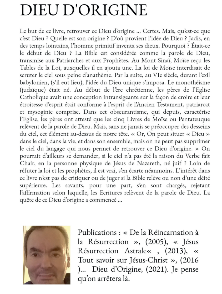Science et Religion antagoniques 'Dieu Origine' Pierre Puccio (Bookelis 2021)